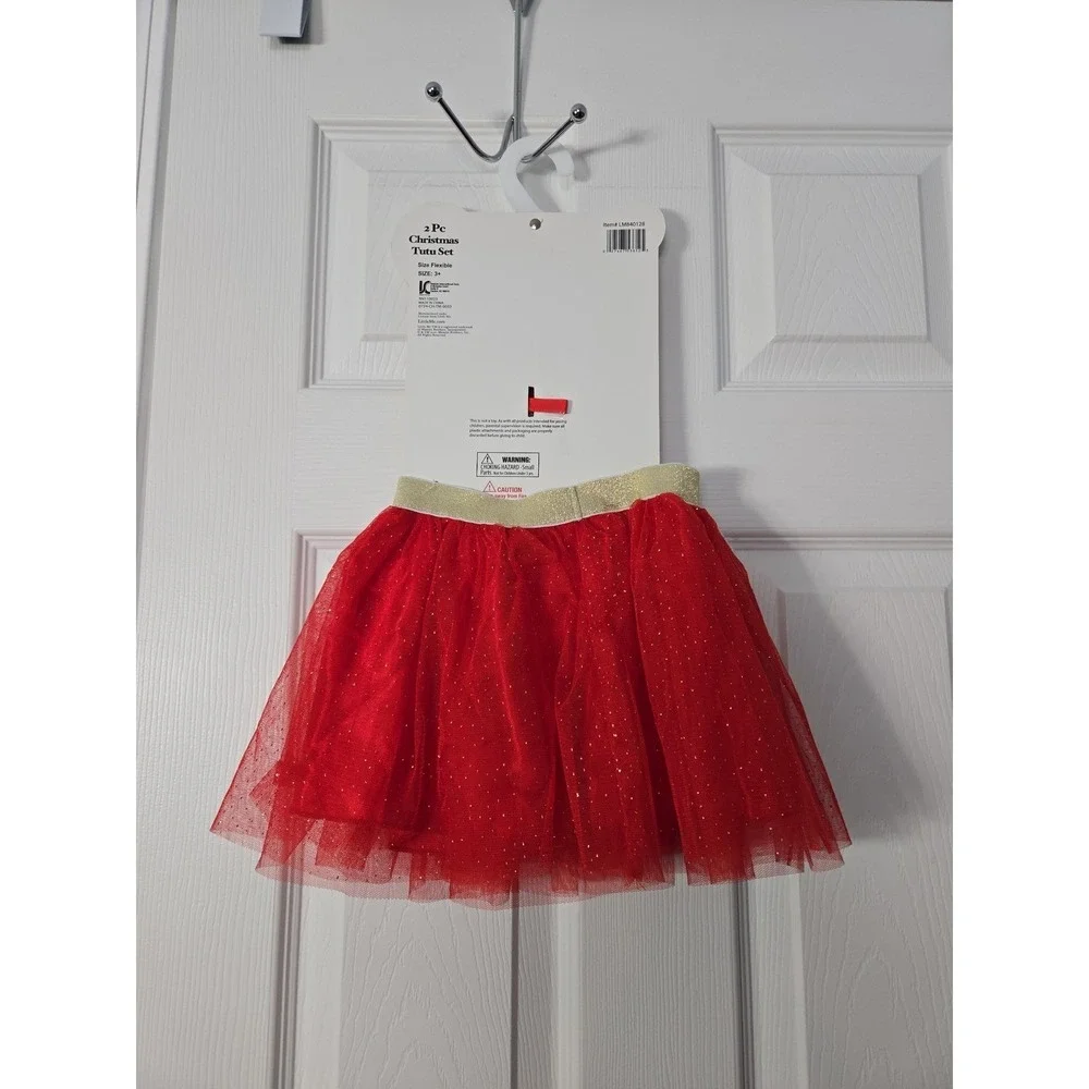 Little Me NWT 2 Piece Christmas Tutu‎ Set Toddler 3+
